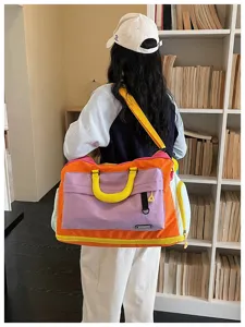Borsa da palestra color block estensibile, grande borsa da viaggio e yoga per donna e uomo.