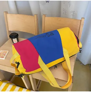 Colorful duffel travel bag large capacity sports fitness bag for women short trip gym bag