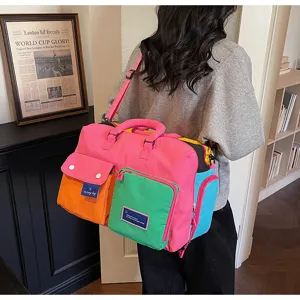 Bolsa de viaje colorblock ligera bolsa deportiva portátil equipaje de mano para viajes