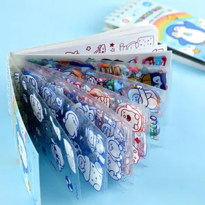 Schattig cartoon sticker opbergboek, transparant zakje ringband album voor DIY journaling.