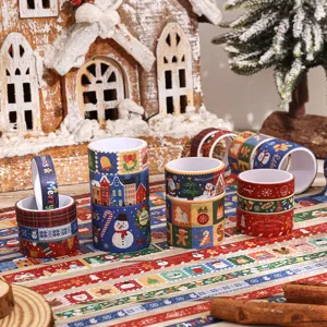 Christmas washi tape set decorative masking tape rolls for DIY journaling and gift wrapping crafts.