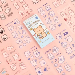 Schattig cartoon dagboek sticker spiraalnotitieboek set voor meisjes DIY decoratie schattige beren.