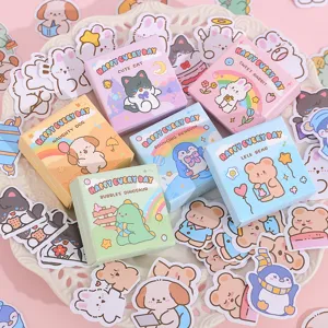 Set de pegatinas bonitas en caja washi decorativas para diario cuaderno DIY