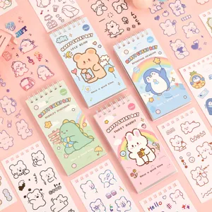 Leuke Cartoon Spiraalnotitieboek En Stickers Set Kinderen DIY Decoratieve Dagboek Schrijfwaren Cadeau