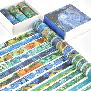 Coffret cadeau de ruban adhésif washi rétro peinture à l'huile de Van Gogh pour journal DIY.