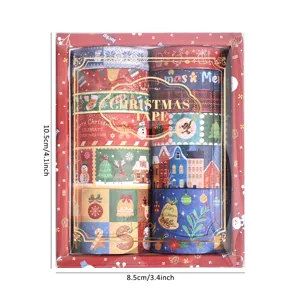 Christmas washi tape set 12 rolls decorative masking stickers for DIY journaling.