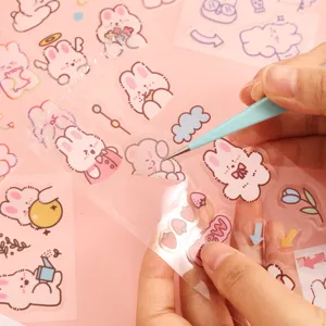Schattige cartoon planner stickers transparante esthetische DIY decoratieve stickers voor dagboek