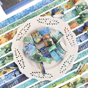 Set de ruban adhésif washi peinture à l'huile Van Gogh bricolage journal autocollant rouleaux