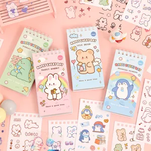 Leuke cartoon spiraalnotitieboekje sticker set DIY planner schrijfwaren voor kinderen.