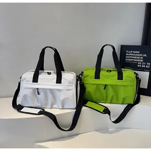 Large capacity travel duffel bag with shoe compartment, lightweight gym bag for portable travel.