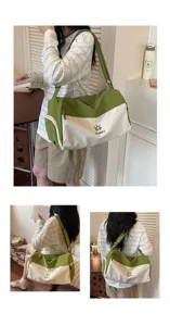 Detail view of large capacity travel duffel bag with wet dry separation for gym and short trips.