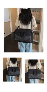 Large capacity travel duffel bag for women, waterproof gym bag and short trip luggage carrier.