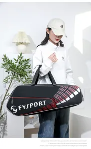 Large capacity sports racket bag for badminton and tennis, durable waterproof gear storage.
