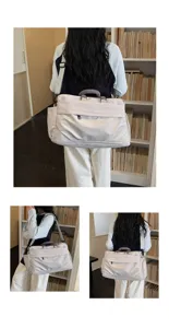 Expandable travel duffle bag detail shot, large capacity gym bag for women, weekend overnight bag