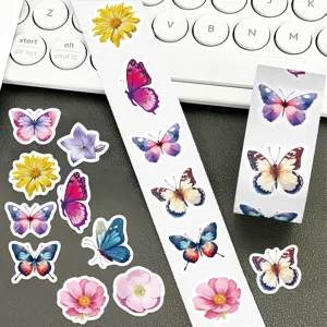 Pegatinas en Rollo de Mariposa y Flor Rollo Decorativo Para DIY Cuaderno Scrapbook Funda de Teléfono
