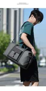 Grande borsa da viaggio impermeabile per uomo borsa da sport multifunzionale grigia