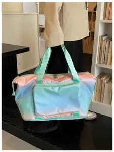 Sac de voyage tendance dégradé, grand sac de sport extérieur pour femmes, yoga élégant.