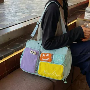 Bolso de Viaje de Gran Capacidad Colorblock con Múltiples Bolsillos para Estudiantes