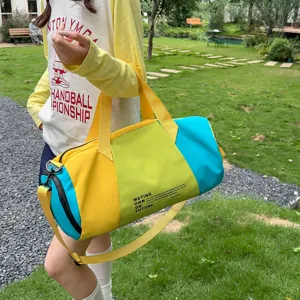 Color-block travel duffel bag large capacity sports gym bag waterproof weekend overnight bag