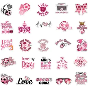 Autocollants rose motif de football gros plan ensemble pour agenda et bouteilles eau