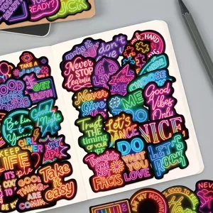 50pcs pegatinas de citas positivas de neón, calcomanías de vinilo impermeables para diario.