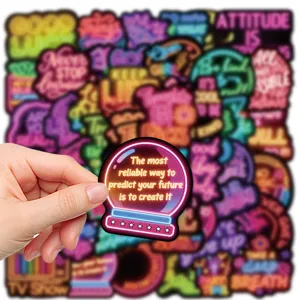 50 Pcs Pegatinas Neon Citas Afirmacion Positiva Diario Impermeable Decoracion Diy