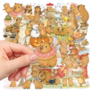 Cute capybara sticker set for water bottles, phone cases, and journaling, waterproof.