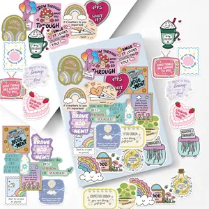50pcs cute positive quote stickers waterproof aesthetic affirmation decal for journal phone case water bottle