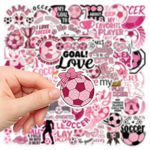 Pack d'autocollants graffiti etanches a theme de sport de football rose pour gourde