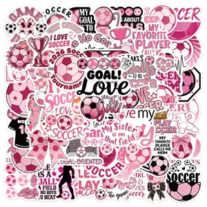 Autocollants Rose Football Stickers Vinyle Imperméables Graffiti Mignon Thème Sport Pack Pour Bouteilles D'Eau Ordinateur Portable