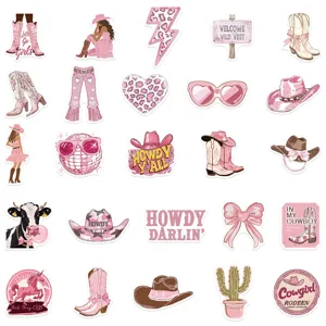 Autocollants cowgirl western rose étanches vinyle mignon autocollant esthétique pour journal