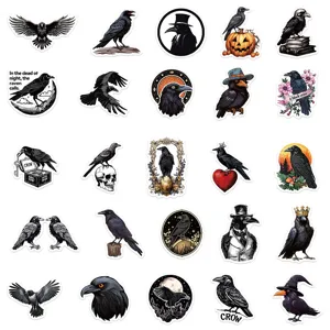 Ensemble d'autocollants corbeau noir étanche, déco gothique pour ordinateur portable et agenda DIY.