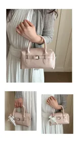 Elegante rosa Bowling-Handtasche mit Schnallendetail für Damen im Alltag
