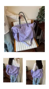 Casual purple large capacity travel duffel bag light gym sports shoulder luggage bag