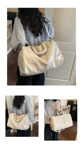 Lässige minimalistische weiche Leder Reisetasche für Damen Pendeln Fitness Wochenende.
