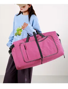 Foldable travel duffel bag with large capacity and shoe compartment for outdoor sports fitness.
