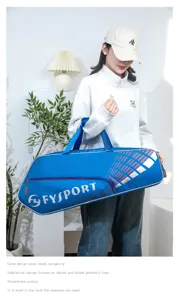 Detail view of lightweight badminton racket bag, large capacity sports storage bag for outdoor.