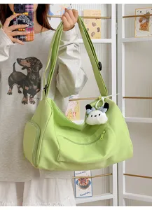 Large capacity green travel duffel bag lightweight gym shoulder crossbody bag for women