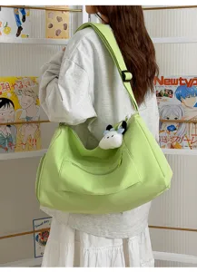 Large capacity green shoulder travel bag casual canvas messenger gym bag for women daily use