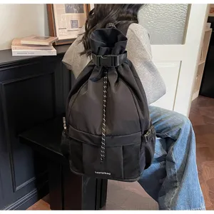 Schwarzer Kordelzug Rucksack Freizeit Sport Reisetasche multifunktionaler Alltagsrucksack Detail