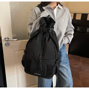 Schwarzer Kordelzug Rucksack Freizeit Sport Reise Tagesrucksack multifunktional Schultasche