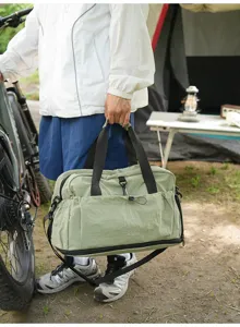 Large capacity travel duffle bag, expandable weekend overnight bag for camping fitness gym.