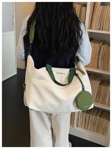 Borsa da viaggio a tracolla in tela minimalista grande con borsetta per donna e uomo sportiva