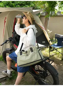 Large capacity travel duffel bag for outdoor camping, fitness and short trips, light green.