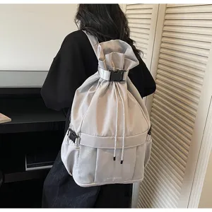 Modischer Kordelzug Rucksack mit Netztaschen für Alltag Reise Sport und Freizeitaktivitäten.