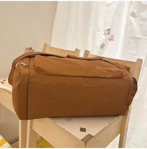 Large capacity travel duffel bag waterproof gym bag for sports short trips brown color