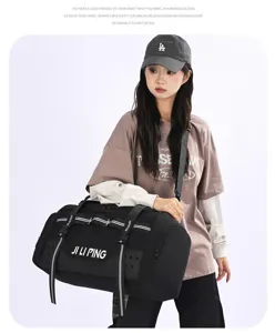 Large capacity travel duffel bag with wet dry separation for gym sports short trips storage.
