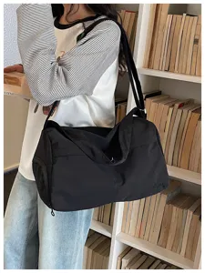 Black travel duffel bag large capacity gym sports luggage bag lightweight casual shoulder bag for travel