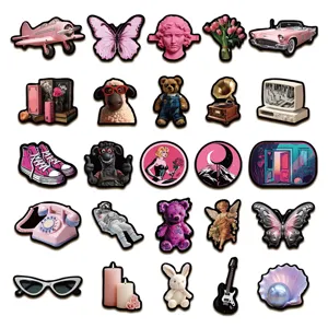 Roze en zwarte decoratieve sticker set details met leuke vintage patronen voor knutselen.