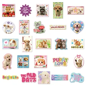 Leuke dieren sticker set met honden en katten ontwerpen voor dagboek en laptop decor.